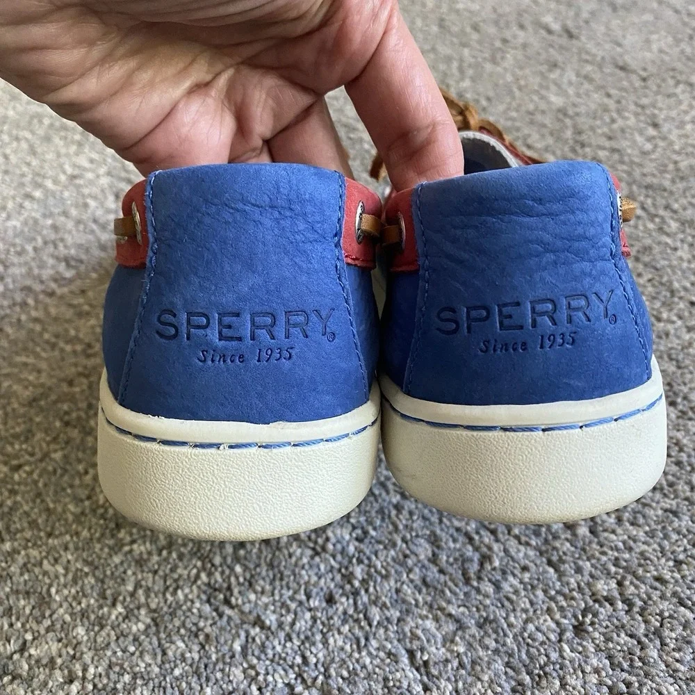 Sperry Gold Cup 2 Eye Boat Shoes Men 7 EU 39 Red Blue White Patriotic Preppy